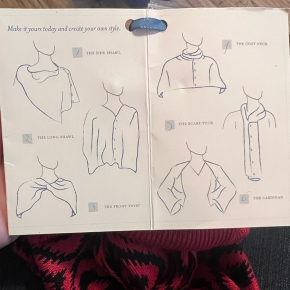 Papillon NWT scene weaver red and black rayon scarf or Shae - Picture 5 of 7